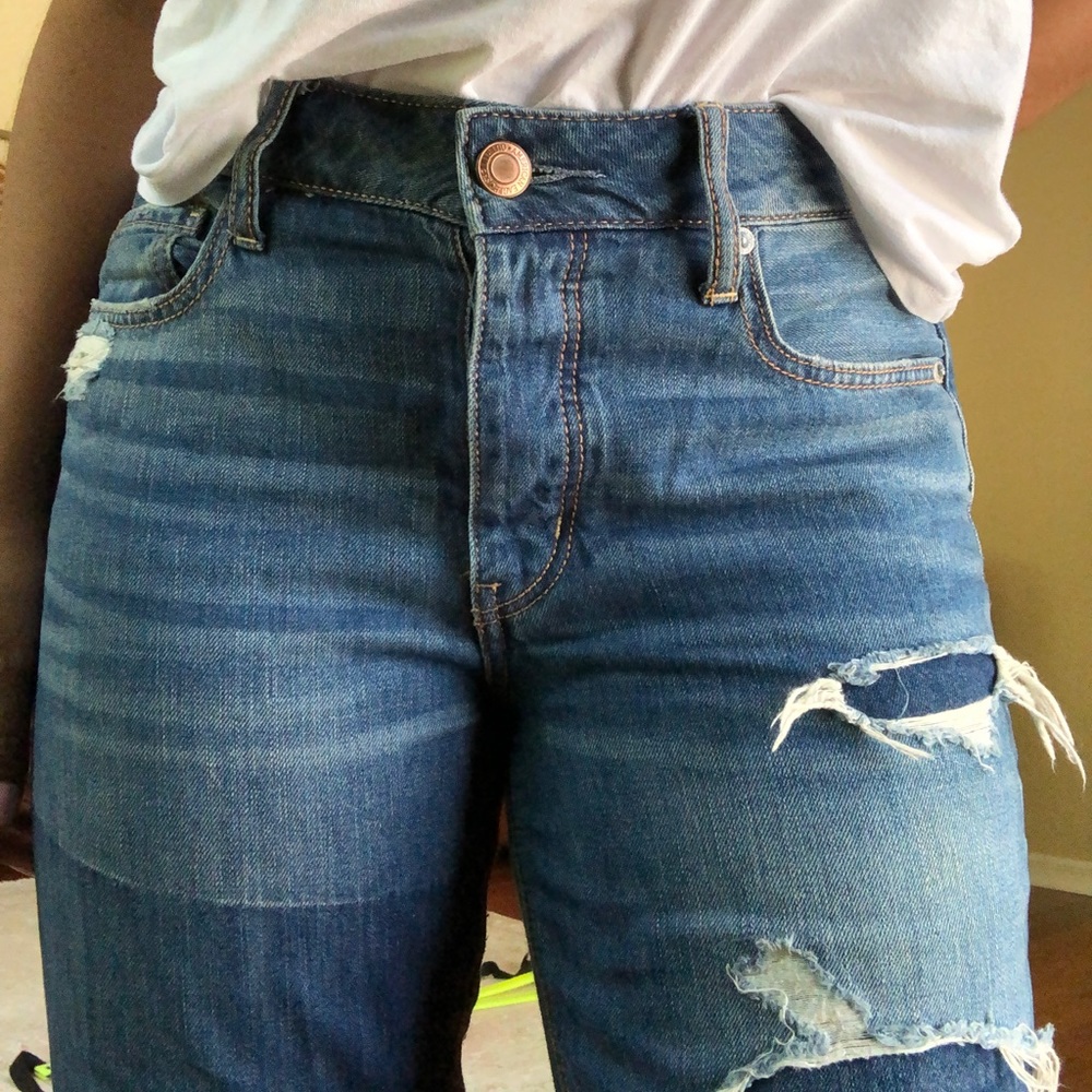 distressed denim boyfriend jeans
